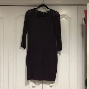 Plum Express Dress with Lace Sleeves